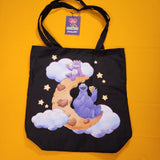 Cakeworthy Care Bears X Sesame Street Cookie Monster Cookie Moon Black Tote Bag