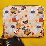 Loungefly Disney Pixar WALL-E & Eve Fall Autum Leaf Pumpkin Icons Zipper Wallet