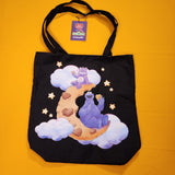 Cakeworthy Care Bears X Sesame Street Cookie Monster Cookie Moon Black Tote Bag