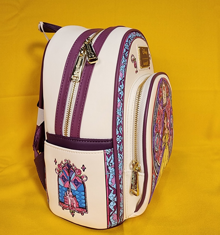 belle mini backpack Loungefly Disney Beauty and the Beast Belle Stained Glass Portrait Min – Get Lojos Mojo