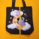 Cakeworthy Care Bears X Sesame Street Cookie Monster Cookie Moon Black Tote Bag