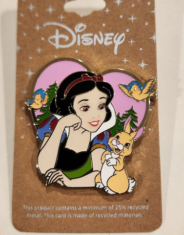 Snow White and Seven Dwarfs Woodland Animals Pink Heart Enamel Pin