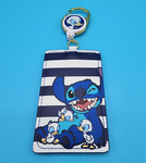 Lilo and Stitch Ducks Striped Retractable Lanyard ID Holder