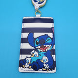 Lilo and Stitch Ducks Striped Retractable Lanyard ID Holder