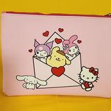 Sanrio Hello Kitty & Friends Love Letter Stamp Cosmetic Bag Pencile Pouches Set