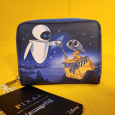 Wall-E Night Sky Wall-E And Eve Zip Around Wallet