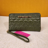 Betsey Johnson Military Green Skull Embroidered Wallet