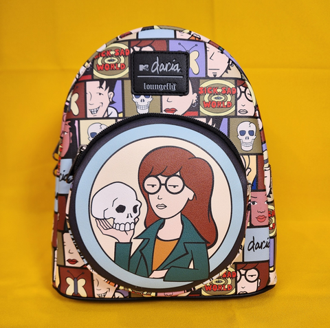 Loungefly Daria Grid Skull MTV Soft Tag 90s Cartoon Mini Backpack