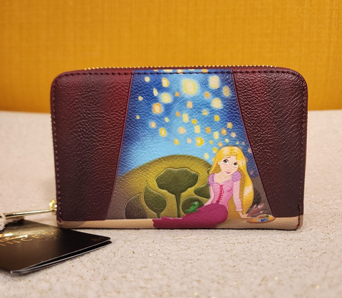 Tangled Rapunzel Tower Gazing Illustrated Lantern Zip Wallet