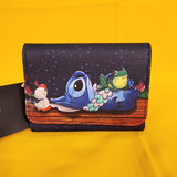 Loungefly Disney Lilo and Stitch Ducky Frog Stargazing Star Sky Flap Wallet