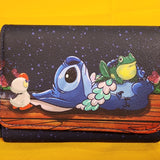 Loungefly Disney Lilo and Stitch Ducky Frog Stargazing Star Sky Flap Wallet