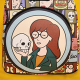 Loungefly Daria Grid Skull MTV Soft Tag 90s Cartoon Mini Backpack