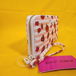 Betsey Johnson Strawberry Fruit Striped Berry Wallet Wristlet Zip Around
