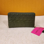 Betsey Johnson Military Green Skull Embroidered Wallet