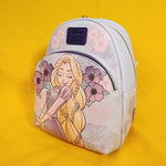Loungefly Disney Tangled Rapunzel Pastel Flowers Purple Soft Tag Mini Backpack