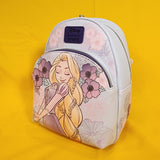 Loungefly Disney Tangled Rapunzel Pastel Flowers Purple Soft Tag Mini Backpack