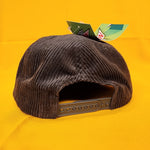 Mountain Dew Dark Green Corduroy Snapback Hat Mens Captain Felt Patch Flat Brim