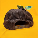 Mountain Dew Dark Green Corduroy Snapback Hat Mens Captain Felt Patch Flat Brim
