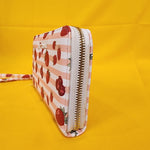 Betsey Johnson Strawberry Fruit Striped Berry Wallet Wristlet Zip Around