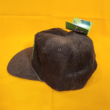 Mountain Dew Dark Green Corduroy Snapback Hat Mens Captain Felt Patch Flat Brim