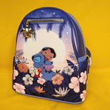 Loungefly Disney Lilo and Stitch Floral Sunset Scene Ducks Mini Backpack