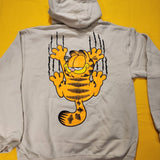 Garfield Nickelodeon Scratching Claws Hanging On Hoodie Sweatshirt Beige Size M