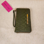 Betsey Johnson Military Green Skull Embroidered Wallet