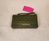 Betsey Johnson Military Green Skull Embroidered Wallet