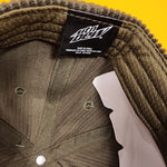 Mountain Dew Dark Green Corduroy Snapback Hat Mens Captain Felt Patch Flat Brim