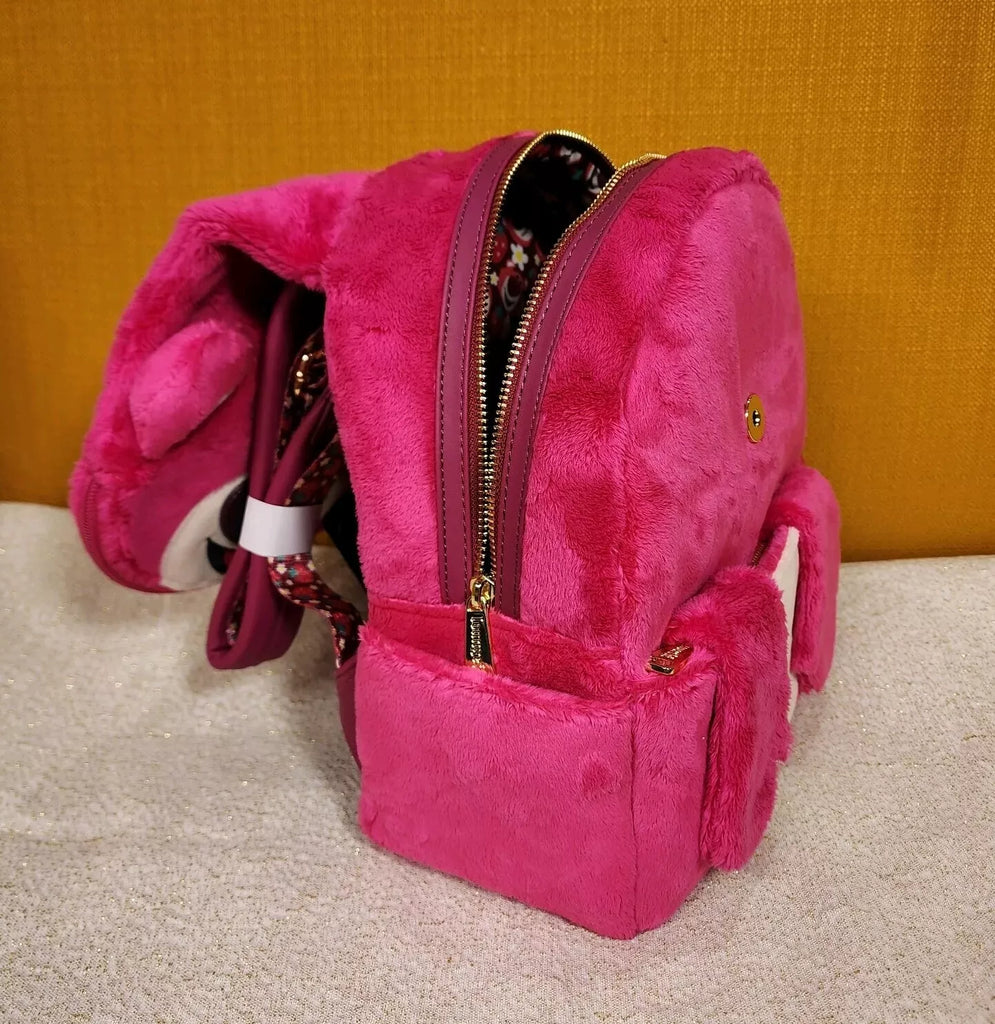 disney pixar:lotso cosplay sherpa mini backpack Toy Story Lotso Bear Plush Pink Cosplay Mini Backpack – Get Lojos Mojo