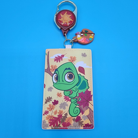 Loungefly Disney Tangled Pascal Autumn Paint Leaf Retractable Lanyard ID Holder