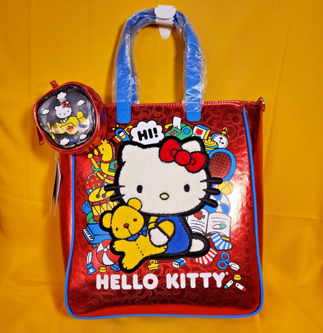 Loungefly Sanrio Hello Kitty 50th Anniversary Metallic Tote Bag with Coin Bag