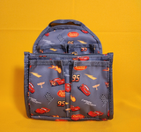 Disney Pixar Cars Lightning McQueen AOP Grey Mini Backpack Organizer Insert NEW