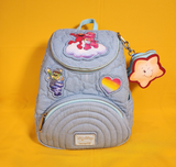 Loungefly Care Bears x Sesame Street Denim Quilted Mini Backpack with Coin Purse