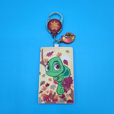 Loungefly Disney Tangled Pascal Autumn Paint Leaf Retractable Lanyard ID Holder