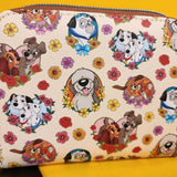 Loungefly Disney Dogs Portait Flower Hearts AOP Zip Around Wallet Soft Tag