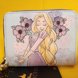 Disney Princess Tangled Rapunzel Pastel Flowers Mini Zipper Wallet