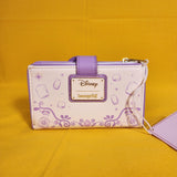 Loungefly Disney Princess Pascal Tangled Sketch Purple Floral Flap Wallet