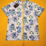 Loungefly Disney Lilo and Stitch Springtime Ducks Frog Daisy T Shirt L Blue