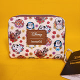Loungefly Disney Dogs Portait Flower Hearts AOP Zip Around Wallet Soft Tag