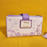 Loungefly Disney Princess Pascal Tangled Sketch Purple Floral Flap Wallet