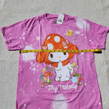 My Melody Pink Splatter Tie Dye Mushroom Hat Womens Boy Friend Fit T Shirt Medium