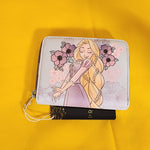 Disney Princess Tangled Rapunzel Pastel Flowers Mini Zipper Wallet