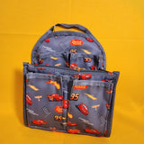 Disney Pixar Cars Lightning McQueen AOP Grey Mini Backpack Organizer Insert NEW