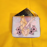 Disney Princess Tangled Rapunzel Pastel Flowers Mini Zipper Wallet