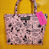 Betsey Johnson Pink Cheese Plate Wine Bottle Insulated Lunch Tote Bag