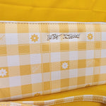 Betsey Johnson Yellow Flower Gingham Spring time Wallet Wristlet Zip Around