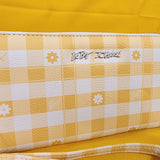 Betsey Johnson Yellow Flower Gingham Spring time Wallet Wristlet Zip Around