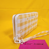 Betsey Johnson Yellow Flower Gingham Spring time Wallet Wristlet Zip Around
