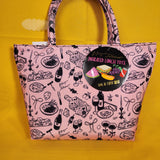 Betsey Johnson Pink Cheese Plate Wine Bottle Insulated Lunch Tote Bag